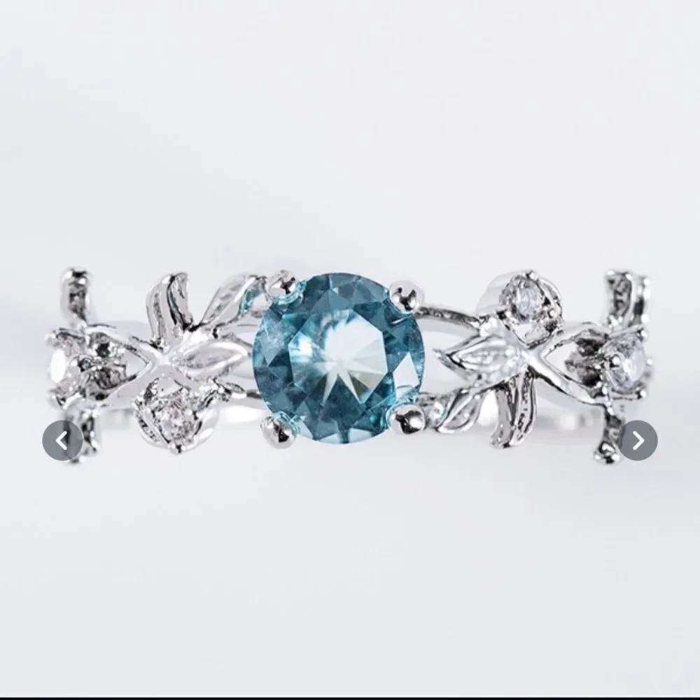 Aquamarine Blue Topaz Sterling Silver Ring 6 7